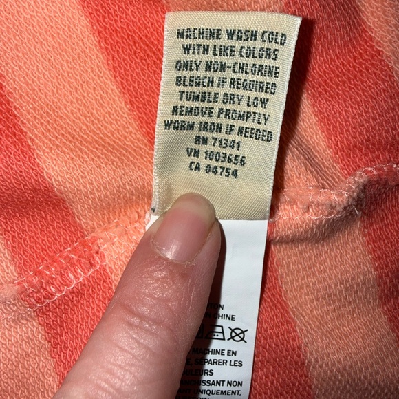 L.L. Bean Women's Soft Cotton Rugby Henley Collar Long Sleeve Orange White Sz M - Picture 11 of 11